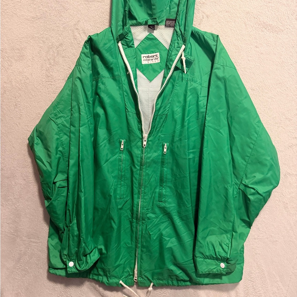 Vintage Robert Edwards Green Hooded Windbreaker Jacket